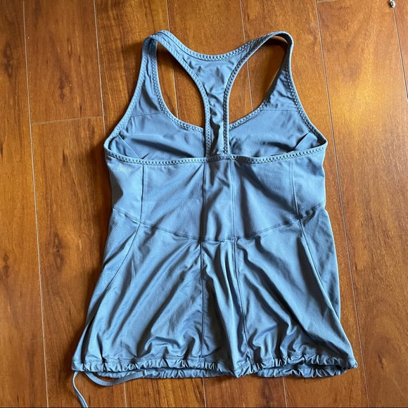 ZELLA Womens Workout Cinch T Back Tank Gray Built In Bra Size L - Picture 6 of 9